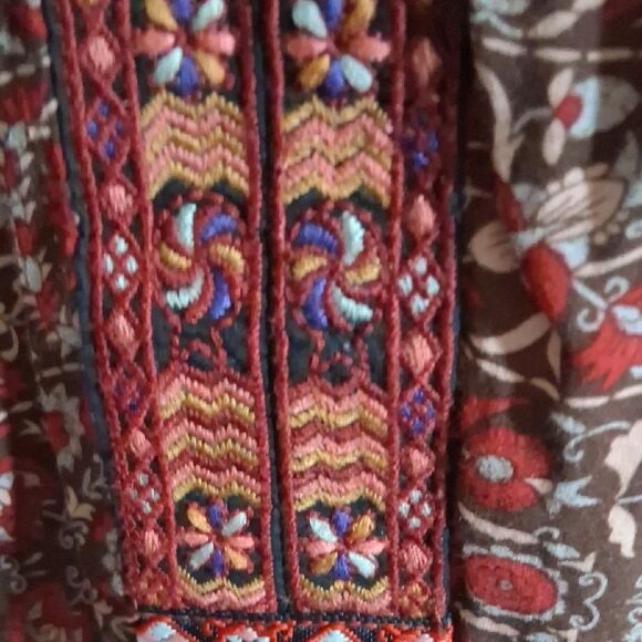 Anthropologie One September Bohemian Red Patterned Women's Top Size Medium - Picture 3 of 11